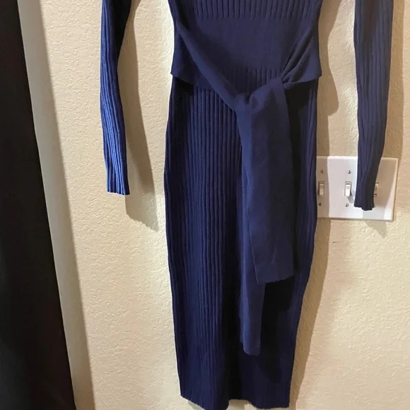 Zesica Navy Blue Ribbed Knit Sweater Dress - Picture 4 of 5